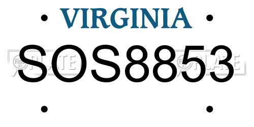 SOS8853 Virginia License Plate