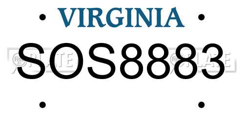 SOS8883 Virginia License Plate