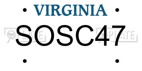 SOSC47 Virginia License Plate