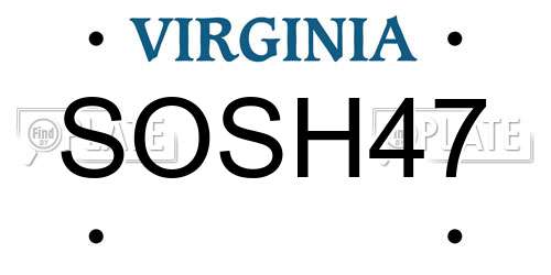 SOSH47 Virginia License Plate