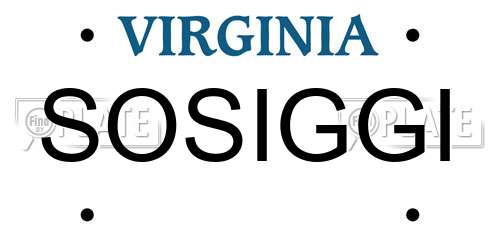 SOSIGGI Virginia License Plate
