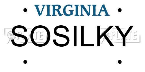 SOSILKY Virginia License Plate