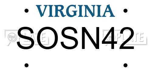SOSN42 Virginia License Plate