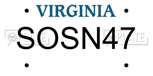 SOSN47 Virginia License Plate