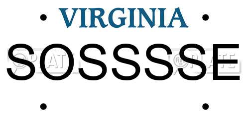 SOSSSSE Virginia License Plate