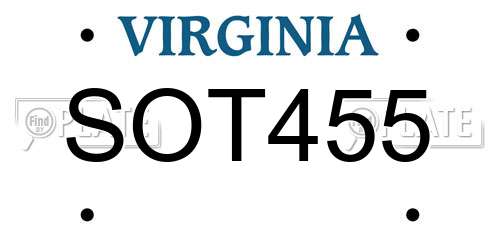 SOT455 Virginia License Plate
