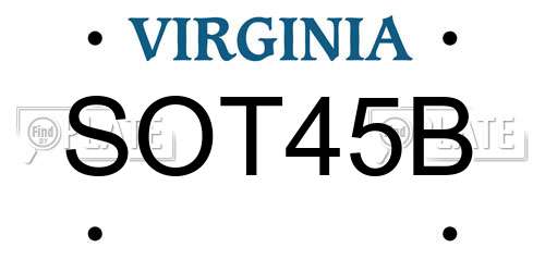 SOT45B Virginia License Plate