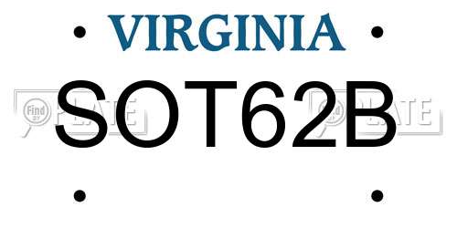 SOT62B Virginia License Plate