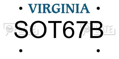 SOT67B Virginia License Plate