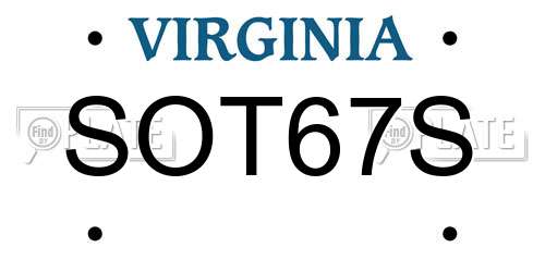 SOT67S Virginia License Plate