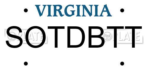 SOTDBTT Virginia License Plate