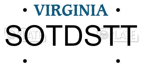 SOTDSTT Virginia License Plate