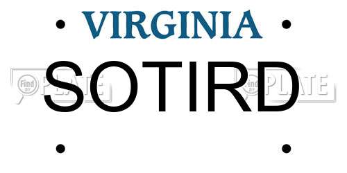 SOTIRD Virginia License Plate