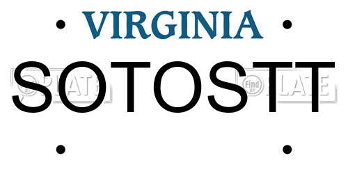 SOTOSTT Virginia License Plate