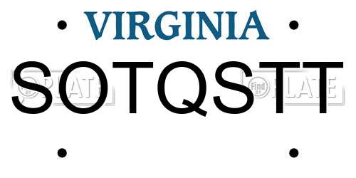 SOTQSTT Virginia License Plate