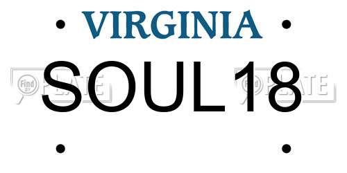 SOUL18 Virginia License Plate