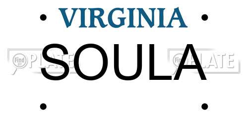 SOULA Virginia License Plate