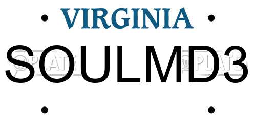 SOULMD3 Virginia License Plate