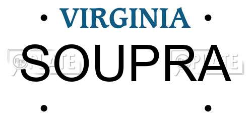 SOUPRA Virginia License Plate