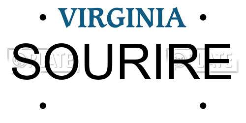 SOURIRE Virginia License Plate