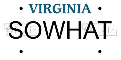 SOWHAT Virginia License Plate