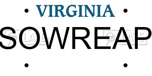 SOWREAP Virginia License Plate