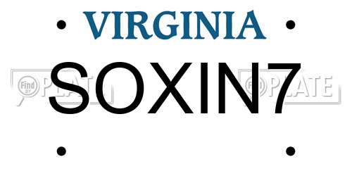 SOXIN7 Virginia License Plate