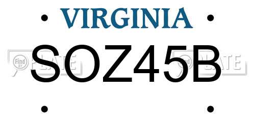 SOZ45B Virginia License Plate