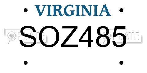 SOZ485 Virginia License Plate