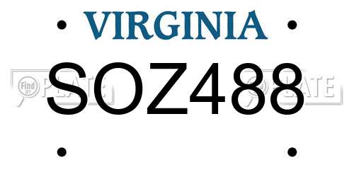 SOZ488 Virginia License Plate