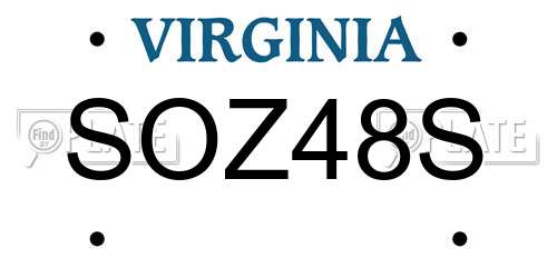 SOZ48S Virginia License Plate