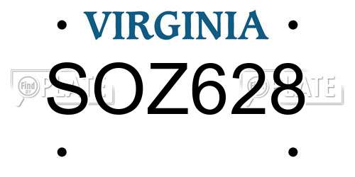 SOZ628 Virginia License Plate