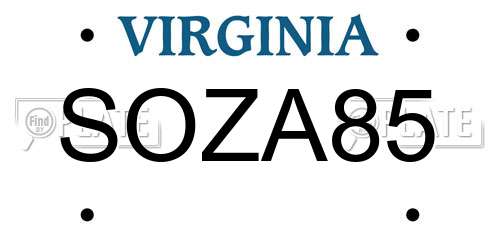 SOZA85 Virginia License Plate