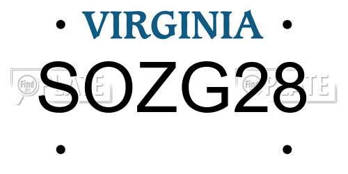 SOZG28 Virginia License Plate