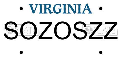 SOZOSZZ Virginia License Plate