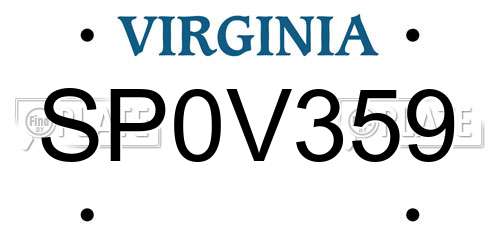 SP0V359 Virginia License Plate