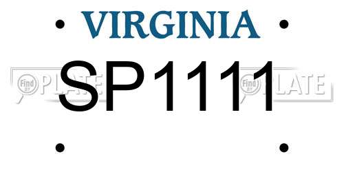 SP1111 Virginia License Plate
