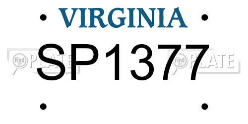 SP1377 Virginia License Plate