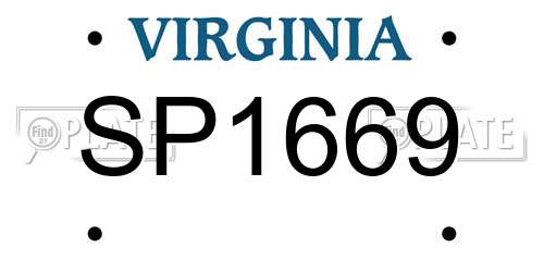 SP1669 Virginia License Plate