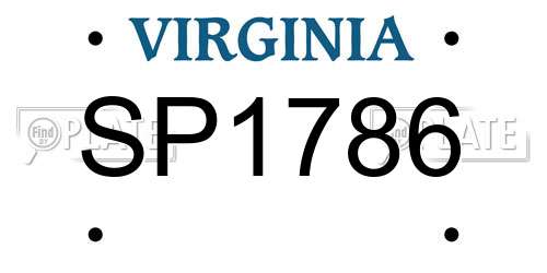 SP1786 Virginia License Plate