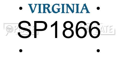 SP1866 Virginia License Plate
