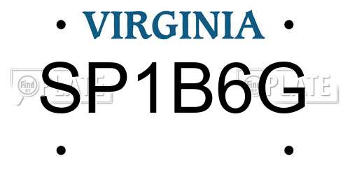 SP1B6G Virginia License Plate