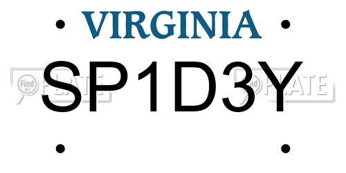 SP1D3Y Virginia License Plate