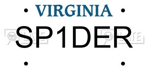 SP1DER Virginia License Plate