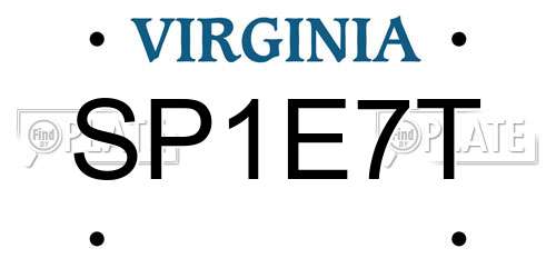 SP1E7T Virginia License Plate