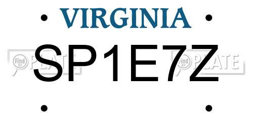 SP1E7Z Virginia License Plate