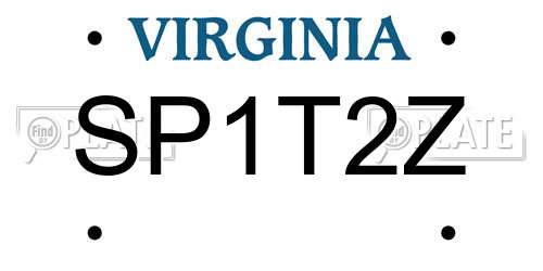 SP1T2Z Virginia License Plate