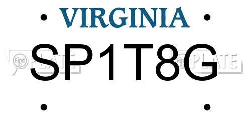 SP1T8G Virginia License Plate