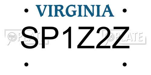 SP1Z2Z Virginia License Plate