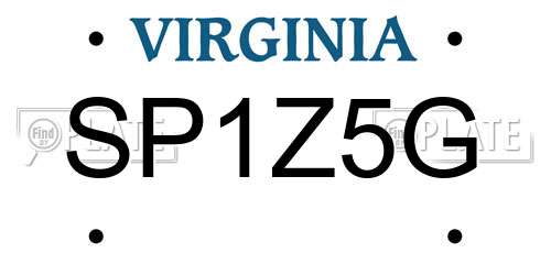 SP1Z5G Virginia License Plate